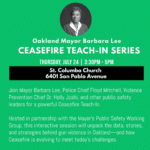 Ceasefire Teach-In with Mayor Barbara Lee